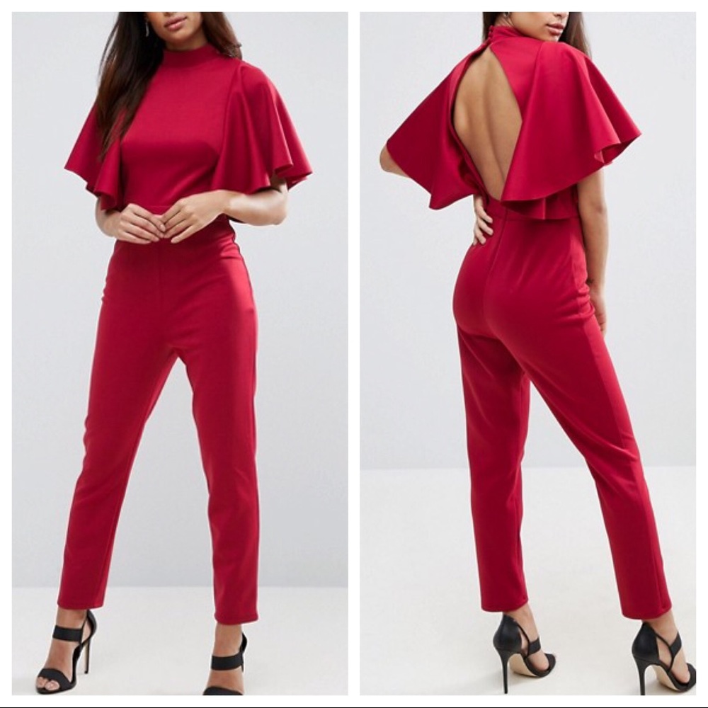 ASOS Ruffle Jumpsuit with Keyhole Back